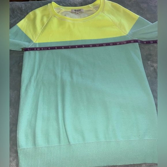 MADEWELL Contrast Sweater Neon Color Block Mint S - Picture 5 of 7